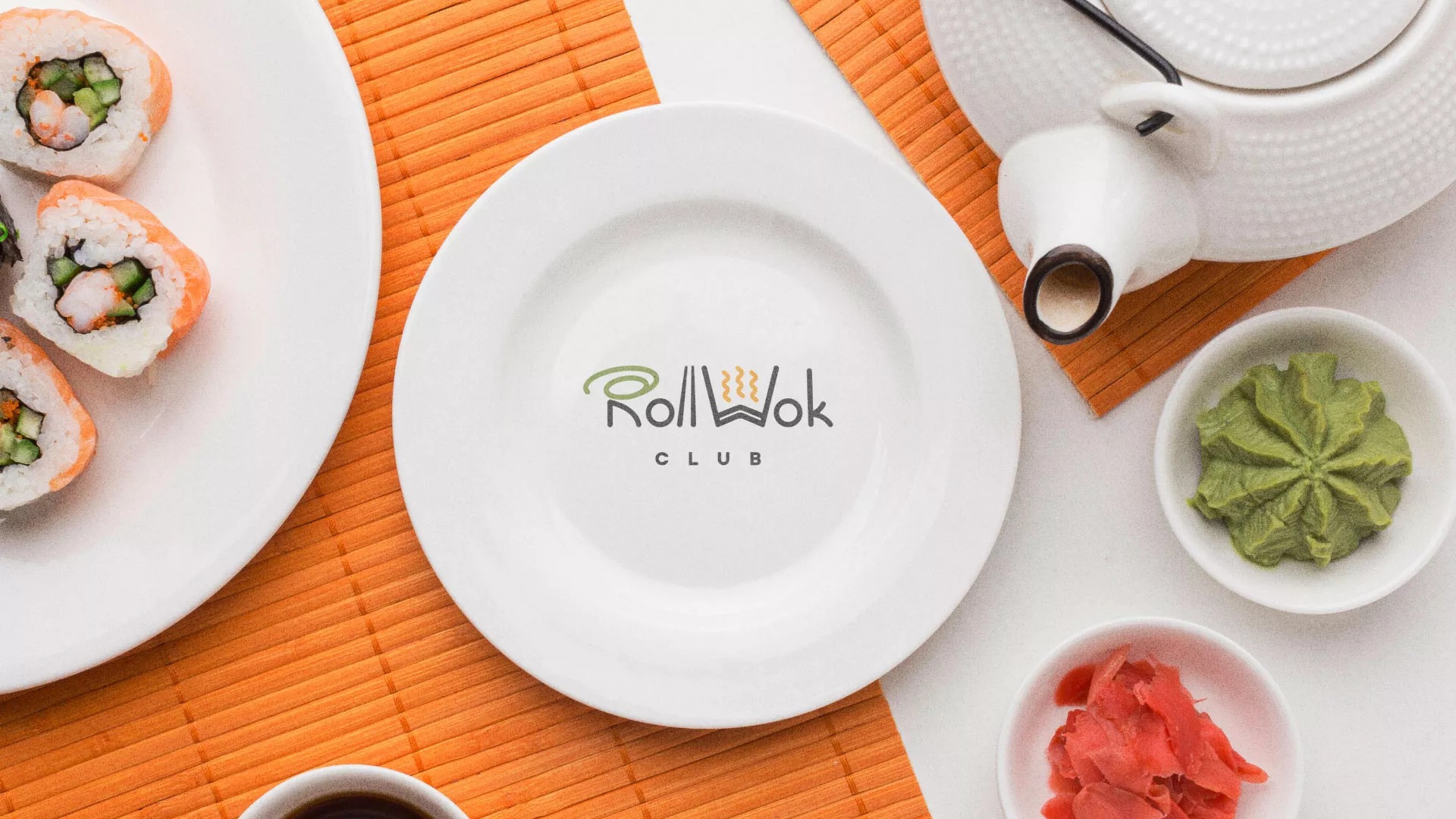 Разработка логотипа и фирменного стиля в Волгодонске для суши-бара «Roll Wok Club»